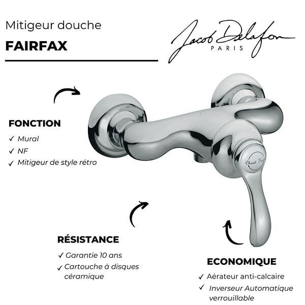 JACOB DELAFON - Mitigeur de douche mural Fairfax + nettoyant - large