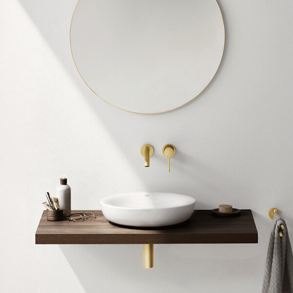 GROHE - Mitigeur mural lavabo Essence Taille L Cool Sunrise Brossé + corps encastré - large