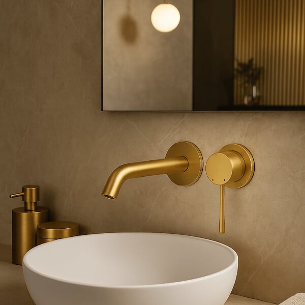 GROHE - Mitigeur mural lavabo Essence Taille L Cool Sunrise Brossé + corps encastré - large