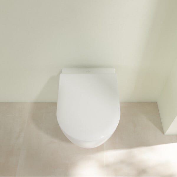 VILLEROY ET BOCH - Villeroy & Boch Avento Combipack WC suspendu sans bride à fond creux DirectFlush + Abattant slim amovible avec frein de chute, Blanc (5656FS01) - large