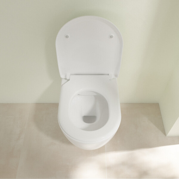 VILLEROY ET BOCH - Villeroy & Boch Avento Combipack WC suspendu sans bride à fond creux DirectFlush + Abattant slim amovible avec frein de chute, Blanc (5656FS01) - large