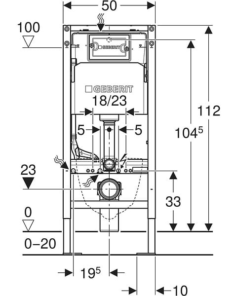 GEBERIT - Geberit Duofix Bâti-support autoportant pour WC suspendu, 112 cm, avec réservoir à encastrer Delta 12 cm (457.565.00.3) - large