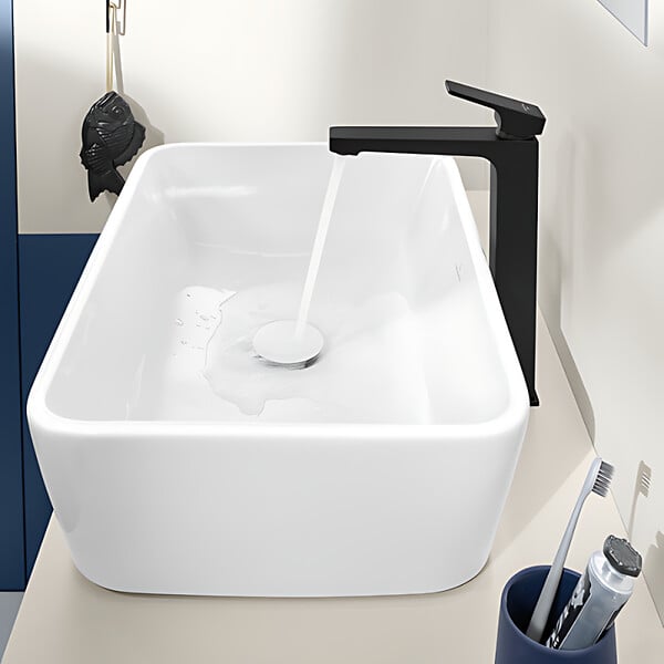 VILLEROY & BOCH - Villeroy & Boch Architectura Square Mitigeur Monocommande pour lavabo, Surélevée, Avec vidage, Noir Mat (TVW125002000K5) - large