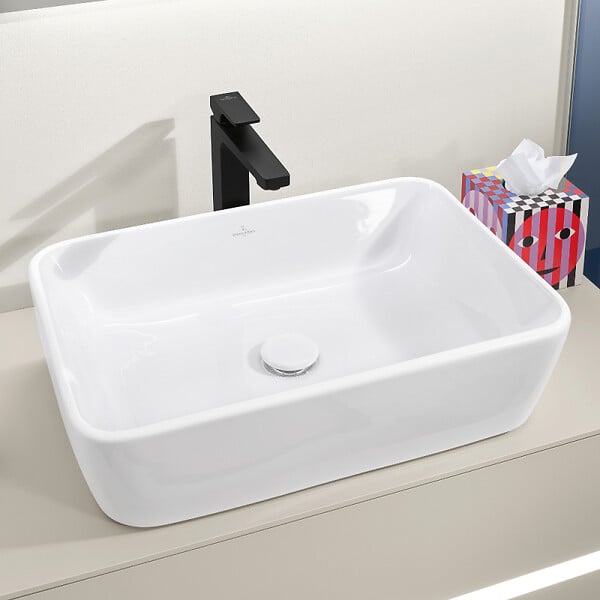 VILLEROY & BOCH - Villeroy & Boch Architectura Square Mitigeur Monocommande pour lavabo, Surélevée, Avec vidage, Noir Mat (TVW125002000K5) - large