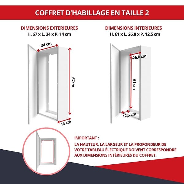 ATOLE - Coffret d'habillage ATOLE 13 modules en acier blanc avec serrure à clef - H 67 x L 34 x P 14 cm - Réf. RCH200GSS - large