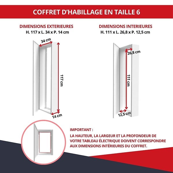 ATOLE - Coffret d'habillage ATOLE 13 modules en acier blanc avec serrure à clef - H 117 x L 34 x P 14 cm - Réf. RCH600GSS - large