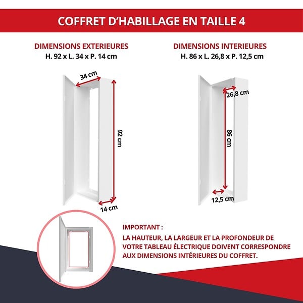 ATOLE - Coffret d'habillage ATOLE 13 modules en acier blanc avec serrure à clef - H 92 x L 34 x P 14 cm - Réf. RCH400GSS - large