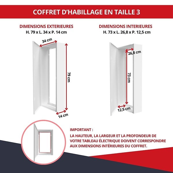 ATOLE - Coffret d'habillage ATOLE 13 modules en acier blanc pour tableaux électriques - H 79 x L 34 x P 14 cm - Réf. RCH300 - large