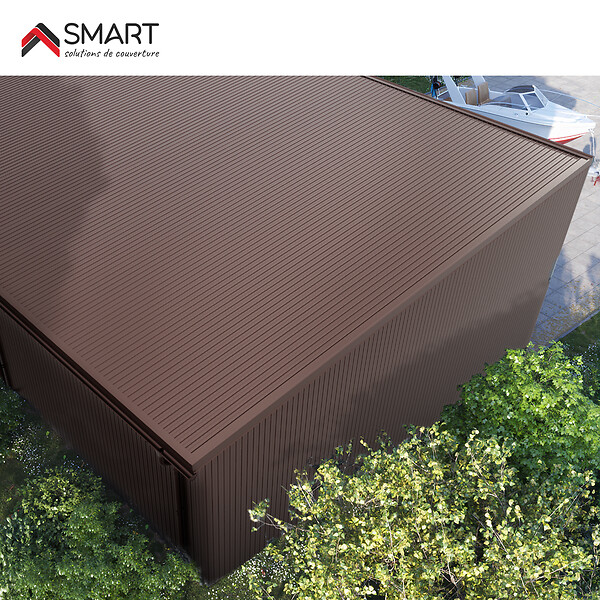 BRAVO THE SMART SOLUTION - Tôle bac acier - Toiture - Couverture - plaque H12+ Coloris Brun Chocolat RAL 8017  Dimensions 2000x906x0.40 mm - large