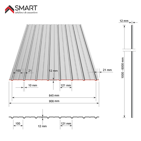 BRAVO THE SMART SOLUTION - Tôle bac acier - Bardage - panneau mural H12+ Coloris Camouflage Dimensions 2000x906x0.40mm - large