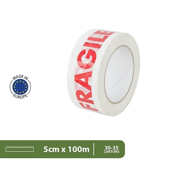 PACK AND MOVE - Pack and Move - Lot 6 Rouleaux Ruban Adhésif Transparent "Fragile" Pour Emballage Et Déménagement - 100 M - Qualité Premium - large