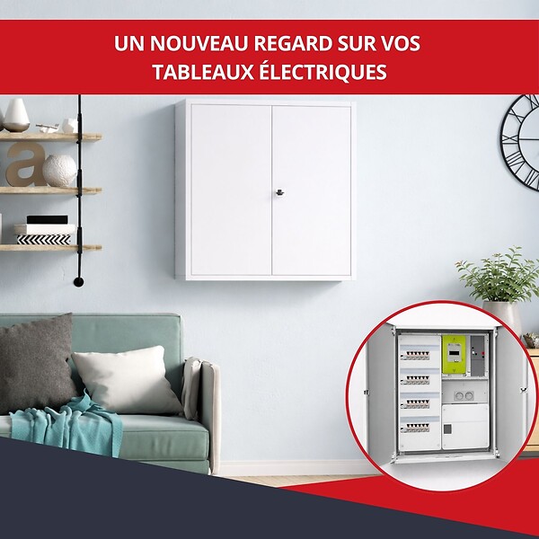 ATOLE - Coffret d'habillage ATOLE en acier blanc avec serrure à clé pour tableaux électriques double - H 117 x L 58,5 x P 16 cm - Réf. RCH2T616GSS - large