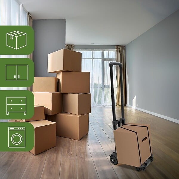 PACK AND MOVE - Pack and Move - Diable pliable - 50Kg - Déménagement et Transport - Léger Compact - Petit Diable Manutention - Manche Télescopique - Tendeur intégré - large