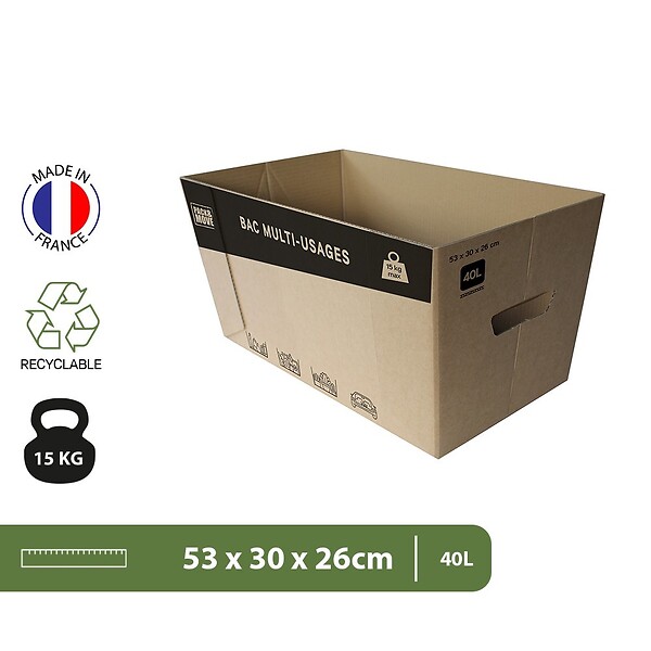 PACK AND MOVE - Pack and Move - Lot de 30 caisses en carton - 53 x 30 x 26 cm - Transport, déménagement, stockage - large