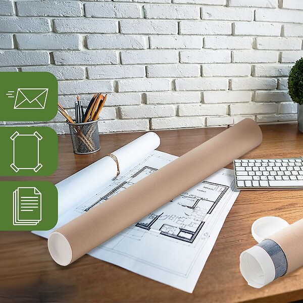 PACK AND MOVE - Pack and Move - Lot 20 tubes pour expédition et emballage -10x100cm - Pour affiche et poster - Avec capuchon - large