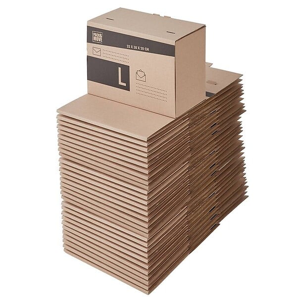 PACK AND MOVE - Pack and Move - Lot 36 cartons pour expédition - Taille L - 25 x 38 x 20 cm - Carton renforcé - 20 KG max - large