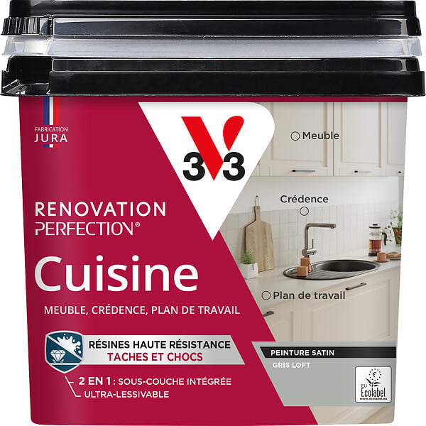 V33 PEINTURE - Peinture rénovation Cuisine satin gris loft 0.75L - large