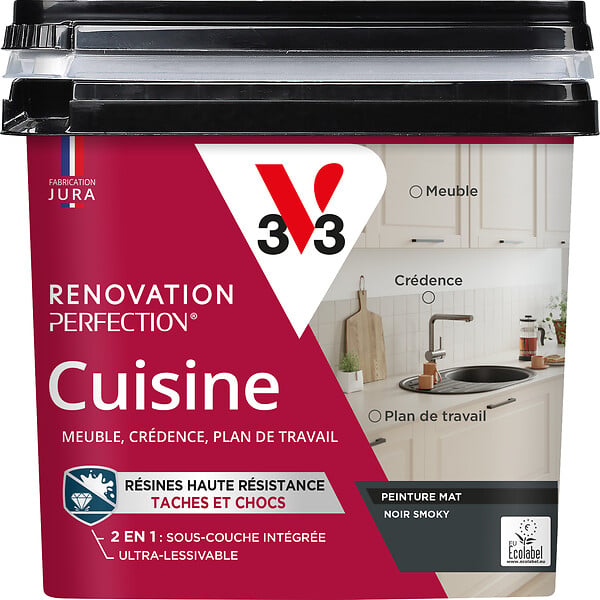 V33 PEINTURE - Peinture rénovation Cuisine mat noir smoky 0.75L - large