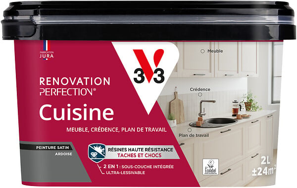 V33 PEINTURE - Peinture renovation Cuisine - Ardoise - Satin - 2L - large