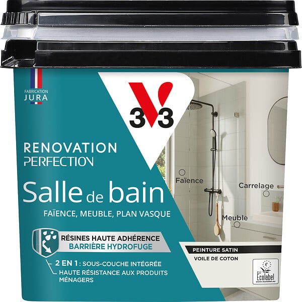 V33 PEINTURE - Peinture Renov SdB Satin Voile de coton Pot 0.75l - large