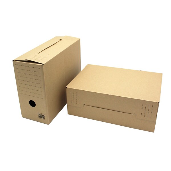 PACK AND MOVE - Pack and Move - Lot de 12 boîtes d'archives en carton ondulé robuste - 33,5 x 12 x 24 cm - Organisation pratique - large