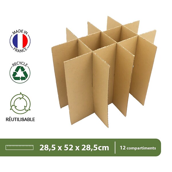 PACK AND MOVE - Pack and Move - Lot 255 croisillons de calage avec carton - Pour verres et bouteilles -55 x 30 x 30 cm -Carton renforcé - large