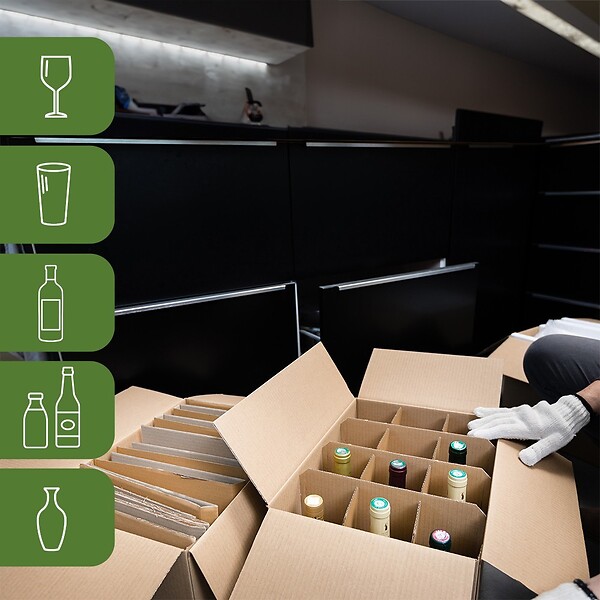 PACK AND MOVE - Pack and Move - Lot 255 croisillons de calage avec carton - Pour verres et bouteilles -55 x 30 x 30 cm -Carton renforcé - large