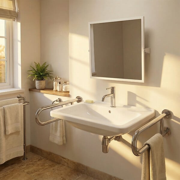 BEMETA - BEMETA HELP Miroir mural inclinable PMR 60 x 60cm - Acier - Blanc (301401044) - large