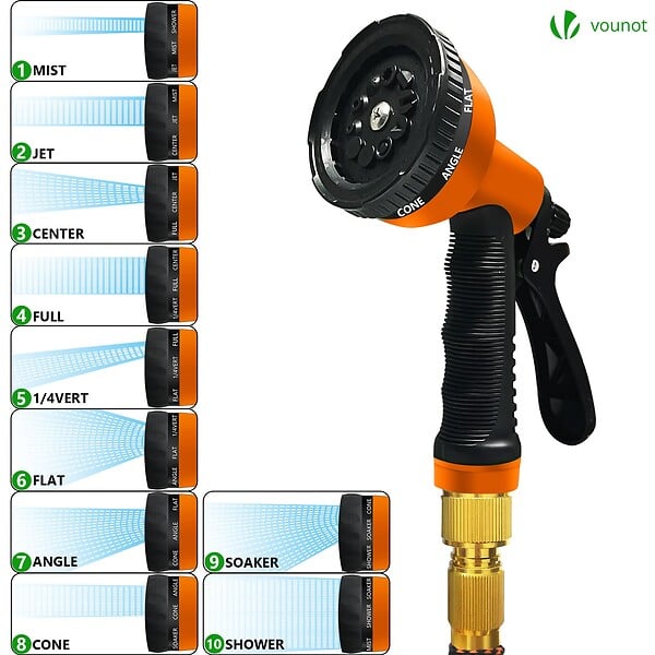 VOUNOT - Tuyau d’Arrosage Extensible 30m Renforce avec Accessoires orange - large