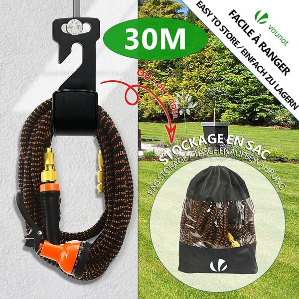 VOUNOT - Tuyau d’Arrosage Extensible 30m Renforce avec Accessoires orange - large