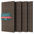 VOUNOT - Lot de 4 panneaux acoustiques muraux Tasseaux en bois MDF avec feutre noir 120x60x2.1cm chene foncé - vignette