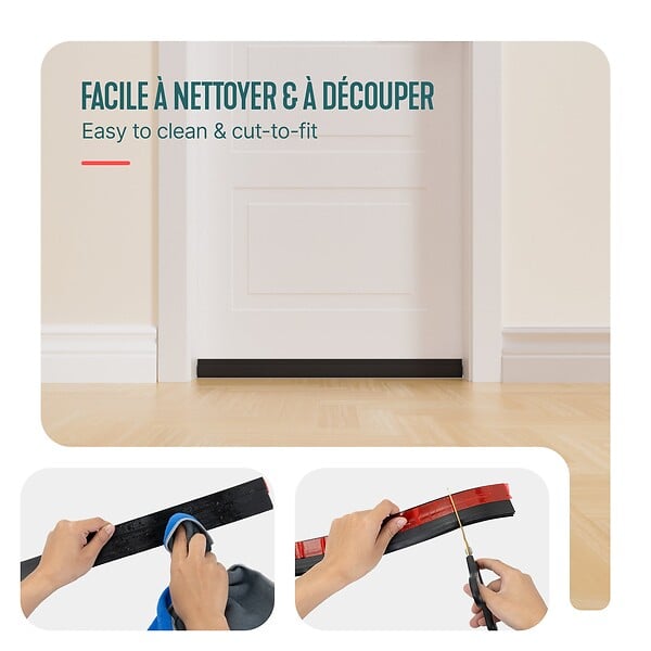 VOUNOT - Bas de porte isolant coupe froid 500 cm noir - large