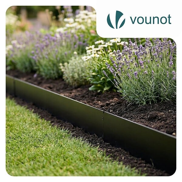 VOUNOT - Lot de 25 Bordure de jardin en métal flexible 100x18cm noir - large