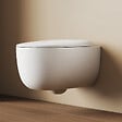 EMKE - EMKE WC Suspendu Sans Bride– Double Chasse 3,5/5 L, Design en D, Abattant Soft-Close, Céramique Blanche Brillante - vignette