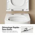 EMKE - EMKE WC Suspendu Sans Bride– Double Chasse 3,5/5 L, Design en D, Abattant Soft-Close, Céramique Blanche Brillante - vignette
