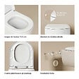 EMKE - EMKE WC Suspendu Sans Bride– Double Chasse 3,5/5 L, Design en D, Abattant Soft-Close, Céramique Blanche Brillante - vignette