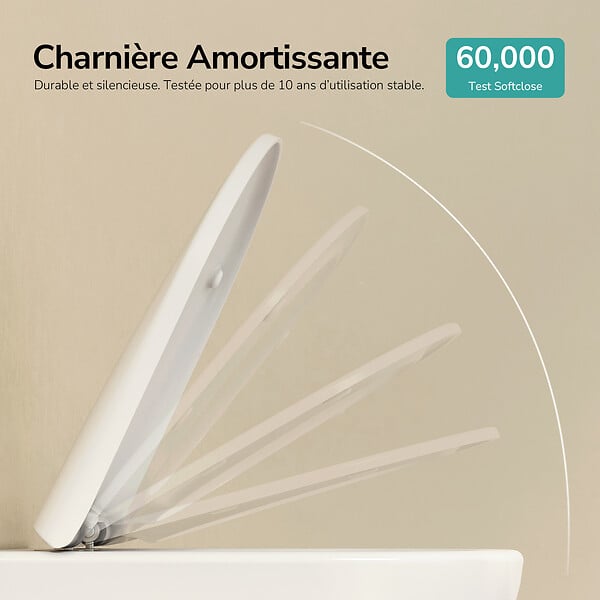 EMKE - EMKE WC Suspendu Design en D – 49 × 37 × 37 cm, Céramique Blanche Brillante, Abattant Soft-Close, Chasse Directe - large