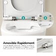 EMKE - EMKE WC Suspendu Design en D – 49 × 37 × 37 cm, Céramique Blanche Brillante, Abattant Soft-Close, Chasse Directe - vignette
