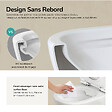 EMKE - EMKE WC Suspendu Design en D – 49 × 37 × 37 cm, Céramique Blanche Brillante, Abattant Soft-Close, Chasse Directe - vignette