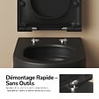 EMKE - EMKE WC Suspendu Sans Bride– Double Chasse 3,5/5 L, Design en D, Abattant Soft-Close, Céramique Noir Mat - vignette