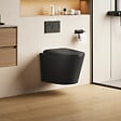 EMKE - EMKE WC Suspendu Sans Bride – Double Chasse 3,5/5 L, Abattant Frein de Chute, Céramique Noir Mat - vignette