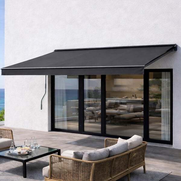 CONCEPT USINE - Store banne manuel 3,95 x 3 m en aluminium avec toile gris ADRO - large