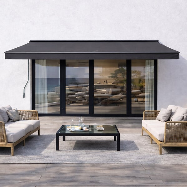 CONCEPT USINE - Store banne manuel 3,95 x 3 m en aluminium avec toile gris ADRO - large