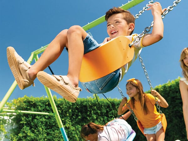 INTEX - Portique-balançoire 5 agrès - 2 balançoires + face à face + nid d'oiseau + toboggan - Intex - large
