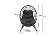 CONCEPT USINE - Fauteuil œuf sur pied en résine noir effet rotin JANE - vignette