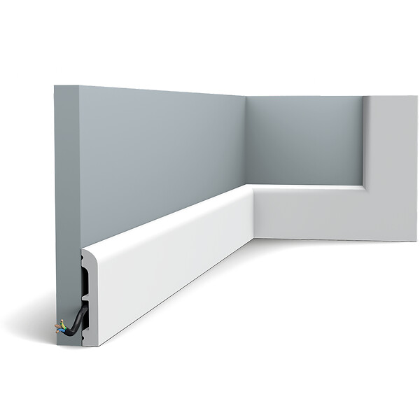 ORAC DECOR - SX183 CASCADE Plinthe Orac Decor 7,5x1,3x200cm (h x p x L) - plinthe décorative polymère Pack 2 pièces , A peindre - large