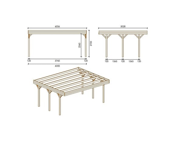 ALTANKA - Carport, abri de voiture  6.06x5.03 m - 30.48 m2 - CAR5 - large