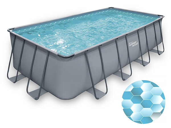 HABITAT ET JARDIN - Piscine tubulaire grise - "LUDO 2" - 4,01 x 2,01 x 1,22 m - filtration à sable 2.5 m³/h - large