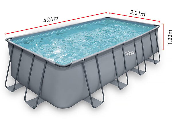 HABITAT ET JARDIN - Piscine tubulaire grise - "LUDO 2" - 4,01 x 2,01 x 1,22 m - filtration à sable 2.5 m³/h - large