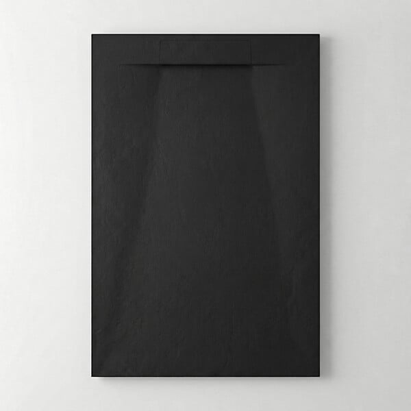 CERAMIA - Ceramia PixL 120x90 cm receveur de douche rectangulaire à poser en résine composite, surface effet pierre, noir (CERAPX12090B) - large